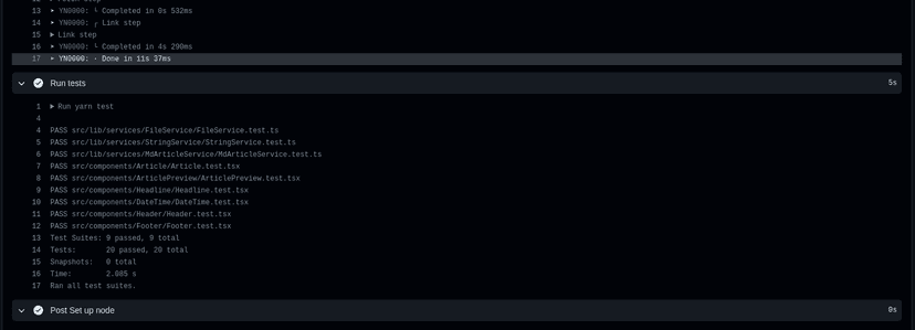 Unit tests job details page