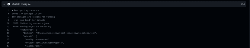Renovate config validation workflow run